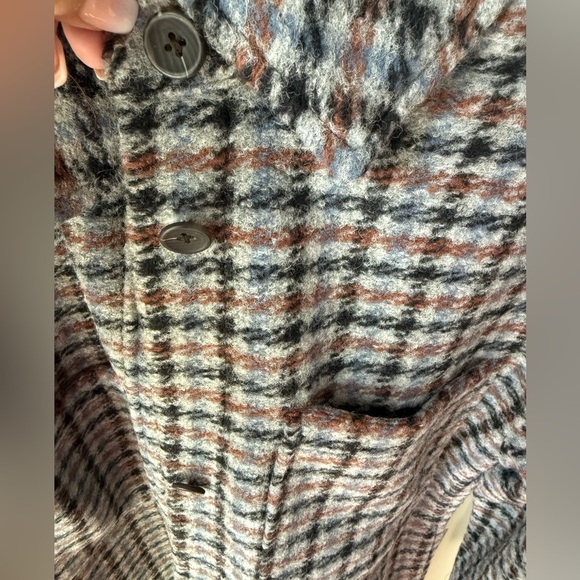 NWT GAP Plaid Unlined Wool Blend Shacket Jacket SZ L Brown Blue Gray Black - Picture 6 of 14